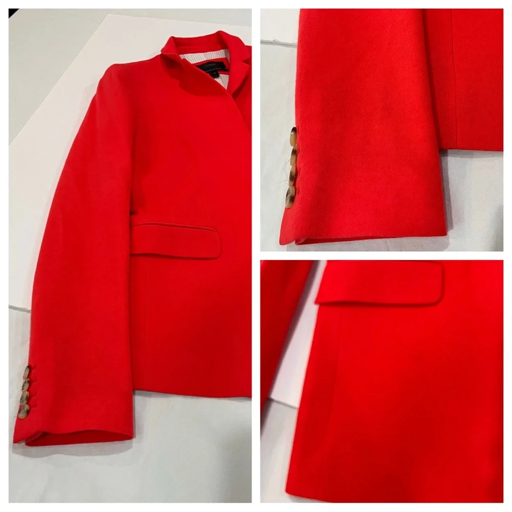 J. Crew Regent Wool Single Breasted Button Red Suit Jacket Blazer Coat 2 2T TALL
